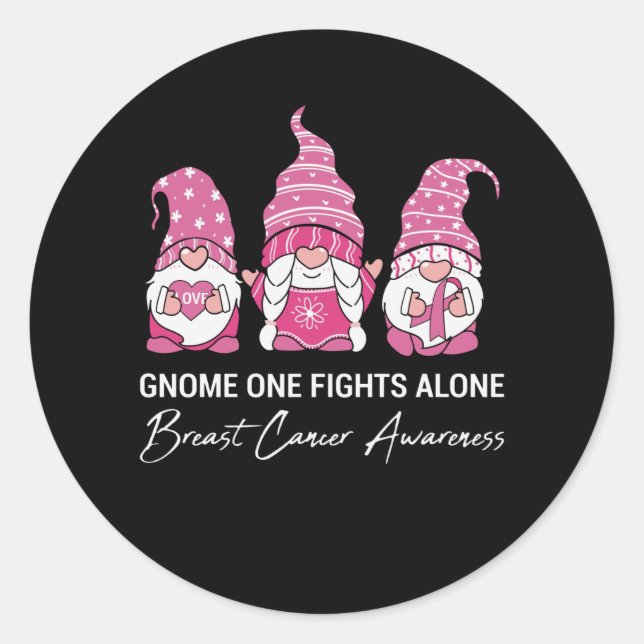 Sticker Rond Gnome One combat seul la sensibilisation au cancer (Devant)