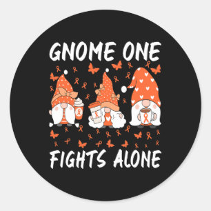 Sticker Rond Gnome One combat seul Leucémie Sensibilisation Gno