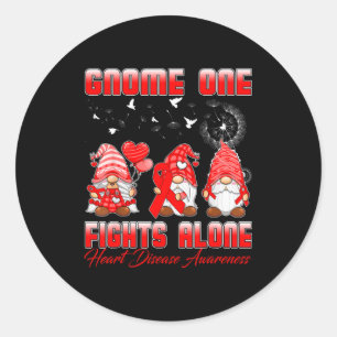 Sticker Rond Gnome One Se Bat Seul Maladie De Coeur D'amant De