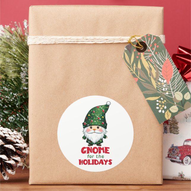 Sticker Rond Gnome Pour Les Vacances Drôle & Adorable Noël (vacances)
