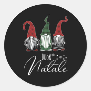Sticker Rond Gnomes Buon Natale Italien Merry