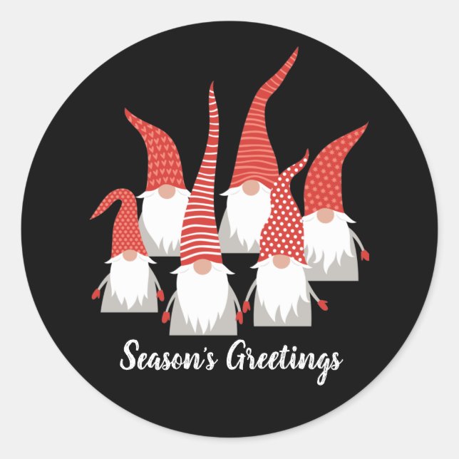 Sticker Rond Gnomes de Noël Elfe de Fête Joyeuses Fêtes (Devant)