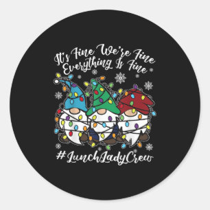 Sticker Rond Gnomes mignons Tout Est Bon Déjeuner De Noël