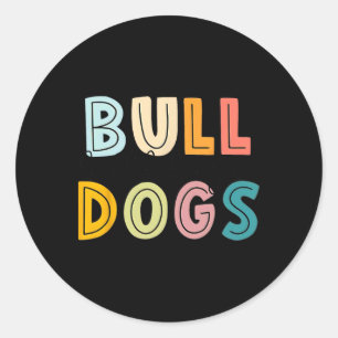Sticker Rond Go Bulldog Football School Spirit Team Mascot Game