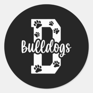 Sticker Rond Go Bulldogs Pawprint School Mascot Spirit Football