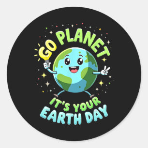 Sticker Rond Go Planet Son Jour des terres 2025 Enseignant Enfa