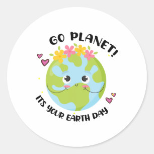 Sticker Rond Go Planet Son Jour des terres Mignonne Enseignant
