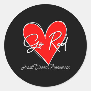 Sticker Rond Go Red Heart Disease Awareness Moth Enfant Femmes