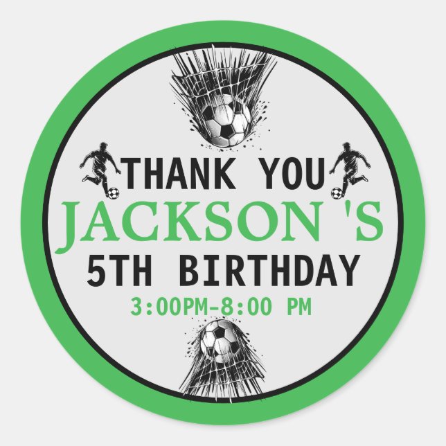 Sticker Rond Goal! Soccer 5e anniversaire fête (Devant)