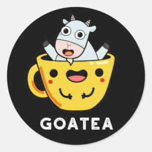 Sticker Rond Goatea Funny Chèvre Thé Pun Dark BG