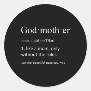 Sticker Rond Godmère Funny Définition Grand-mère Fête des mères