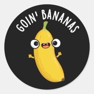 Sticker Rond Goin Bananes Funky Fruit Pun Dark BG