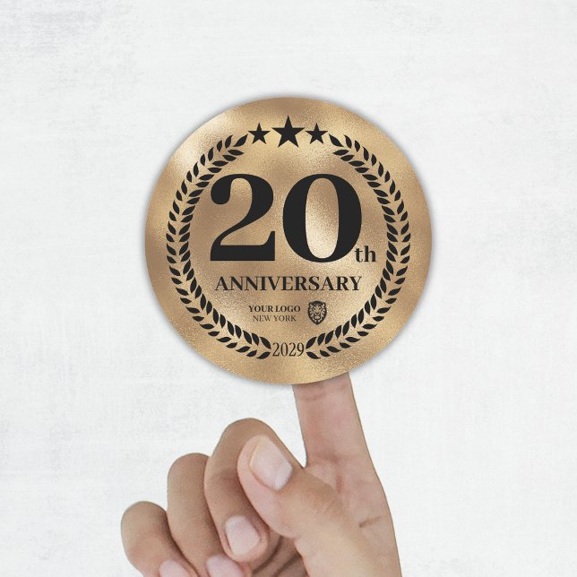 Sticker Rond Gold 20th Anniversary Business Logo Commemorative (Gold 20th Anniversary Business Logo Commemorative Classic Round Sticker
)