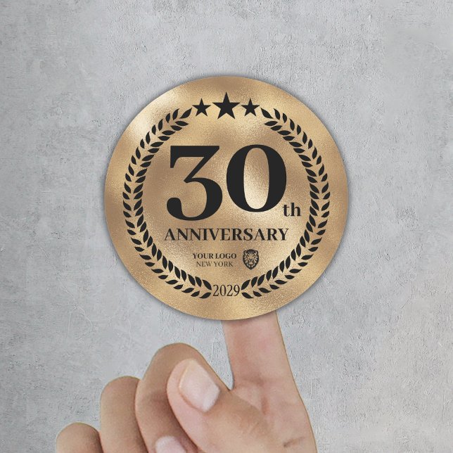 Sticker Rond Gold 30th Anniversary Business Logo Commemorative (Gold 30th Anniversary Business Logo Commemorative Classic Round Sticker
)