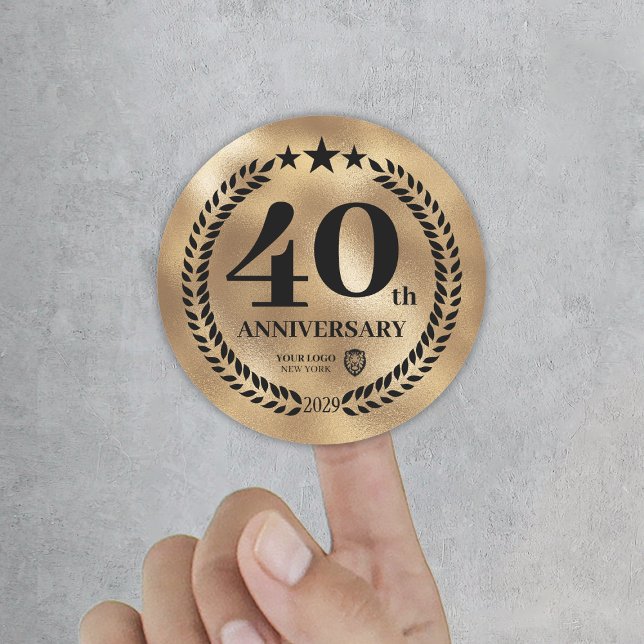 Sticker Rond Gold 40th Anniversary Logo d'entreprise Commémorat (Gold 40th Anniversary Business Logo Commemorative Classic Round Sticker
)