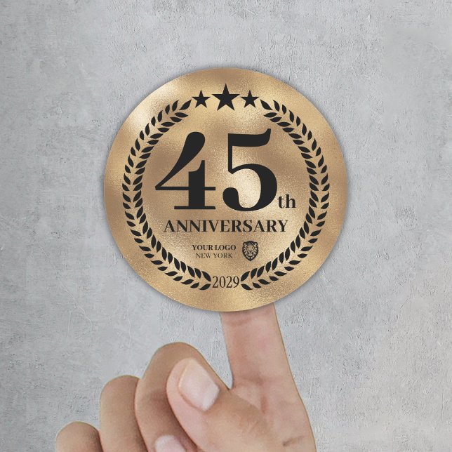 Sticker Rond Gold 45th Anniversary Logo d'entreprise Commémorat (Gold 45th Anniversary Business Logo Commemorative Classic Round Sticker
)