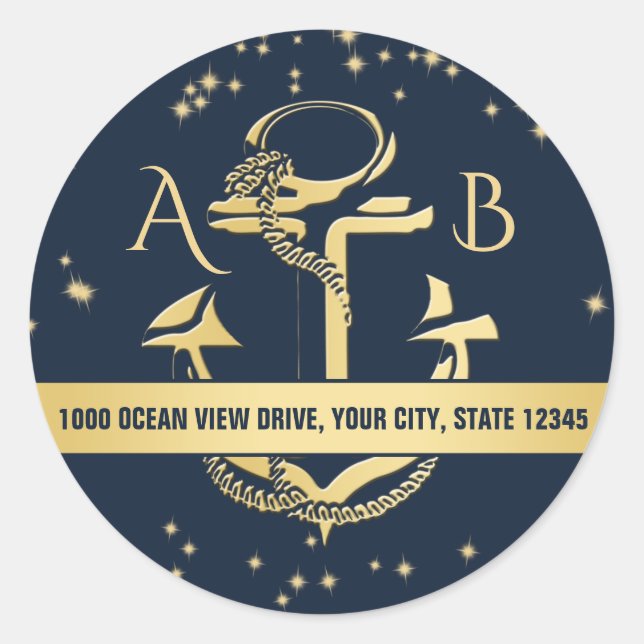 Sticker Rond Gold Ancre et Starry Sky (Devant)