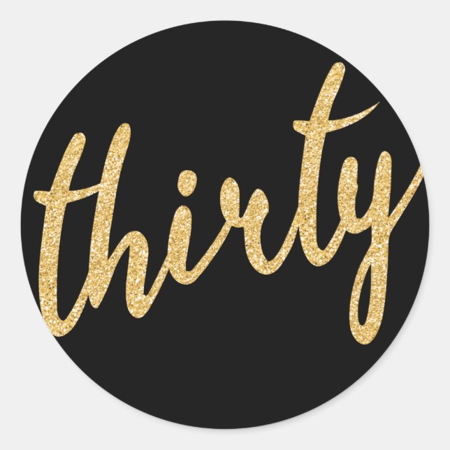 Sticker Rond Gold Black 30 Anniversaire Parties scintillant de  (Devant)
