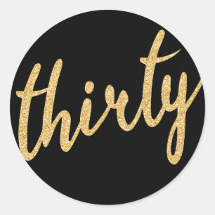 Sticker Rond Gold Black 30 Anniversaire Parties scintillant de 