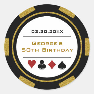 Sticker Rond Gold Black Casino Poker Chip Anniversaire