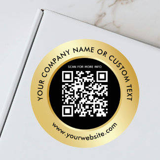 Sticker Rond Gold Black QR Code Entreprise Emballage Livraison