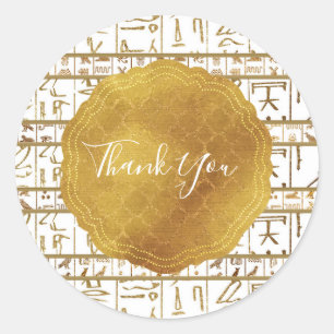 Sticker Rond Gold Blanc Égypte Glam Wedding Favor