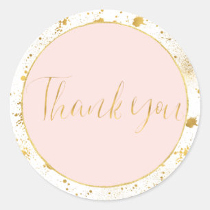 Sticker Rond Gold Blush Pink Splatters Merci