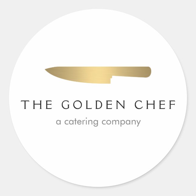 Sticker Rond Gold Chef's Knife Logo Restaurant de restauration (Devant)