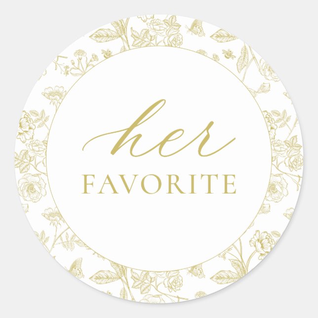 Sticker Rond Gold Chinoiserie Floral Sa Faveur préférée (Devant)