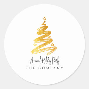 Sticker Rond Gold Christmas Tree Fête