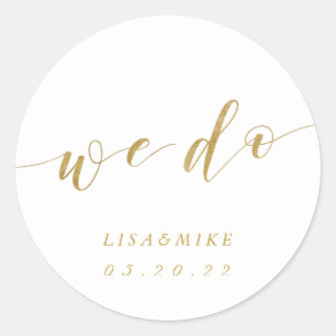 Sticker Rond Gold classique Nous faisons mariage Favor