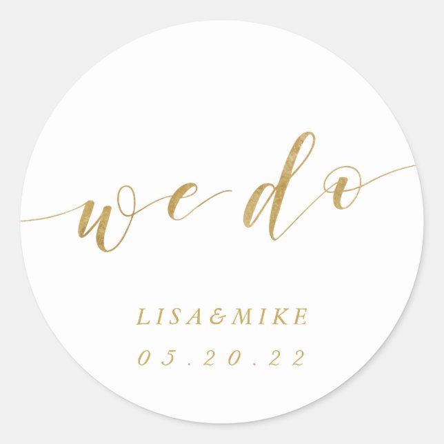 Sticker Rond Gold classique Nous faisons mariage Favor (Devant)