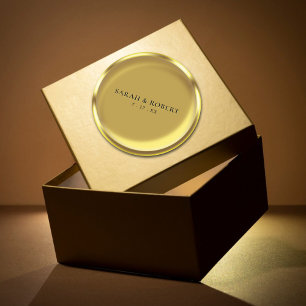 Sticker Rond Gold Coin Élégant Mariage de luxe