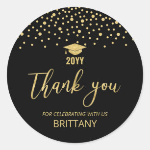 Sticker Rond Gold Confetti 2022 Graduation Party Favor Classic
