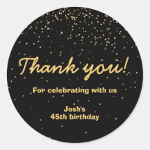 Gold Confetti Cercle noir Merci d'anniversaire