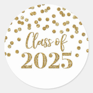 Sticker Rond Gold Confetti Graduation 2025