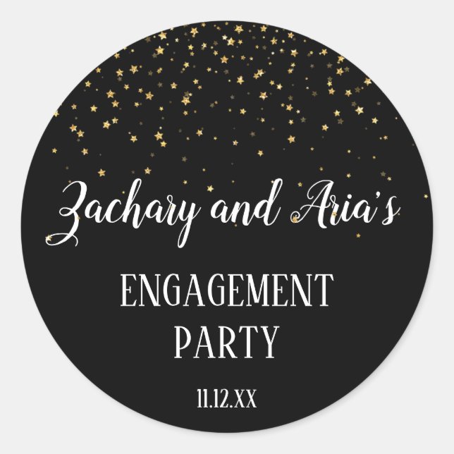Sticker Rond Gold Confetti sur l'enveloppe de Black Engagement  (Devant)