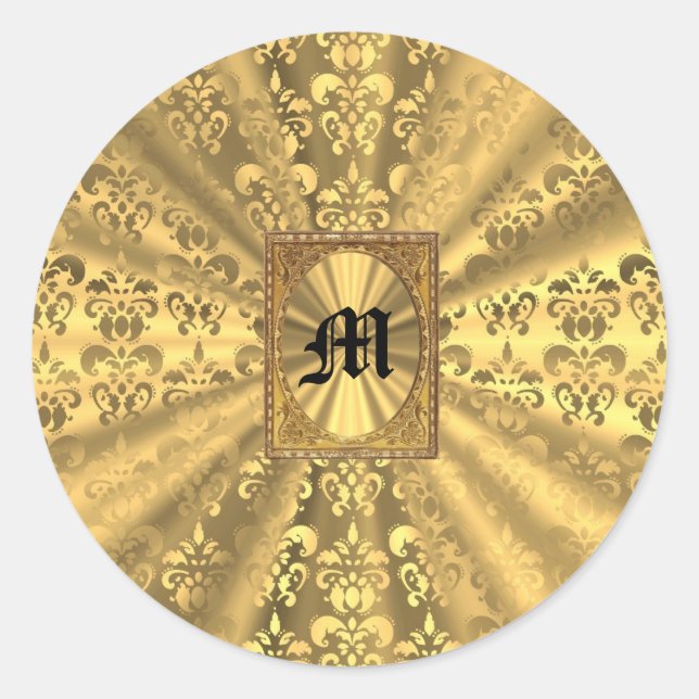 Sticker Rond Gold damask (Devant)