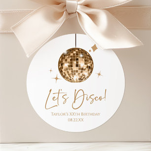 Sticker Rond Gold Disco Ball Let's Disco Anniversaire