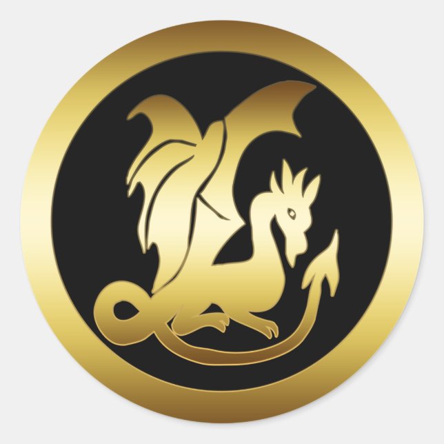 STICKER ROND GOLD DRAGON (Devant)