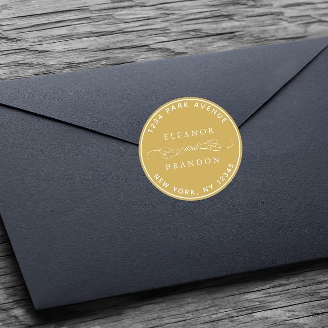 Sticker Rond Gold Elegant Mariage Adresse de retour (Créateur téléchargé)