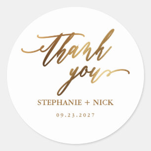 Sticker Rond Gold Elegant Script Invitation Classic Round