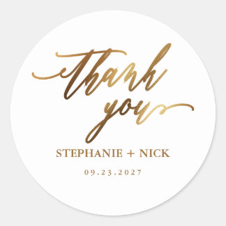 Sticker Rond Gold Elegant Script Invitation Classic Round