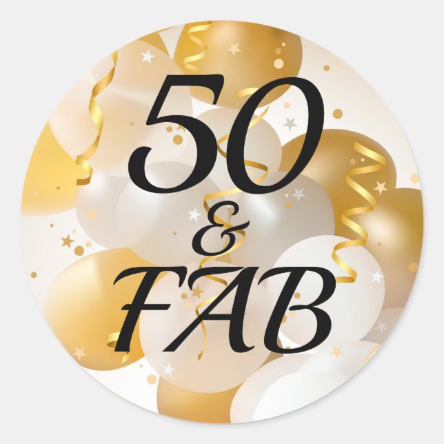 Sticker Rond Gold et White Balloons Party (Devant)