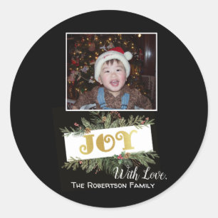 Sticker Rond Gold Foil JOIE Vacances Moderne PHOTO