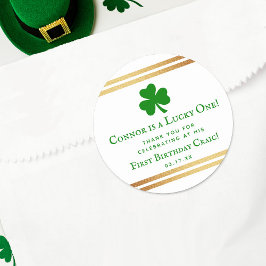 Sticker Rond Gold Foil St. Patrick's 1st Birthday Favor