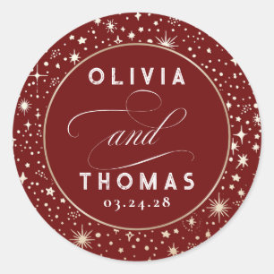 Sticker Rond Gold Foil Stars Mystical Celestin Mariage