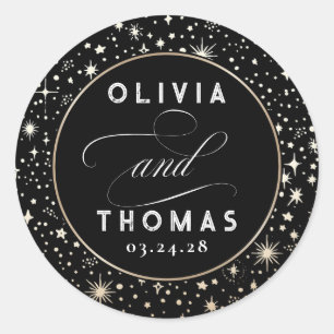 Sticker Rond Gold Foil Stars Mystical Celestin Mariage