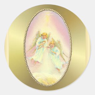 Sticker Rond GOLD FRAME & ANGELS par SHARON SHARPE
