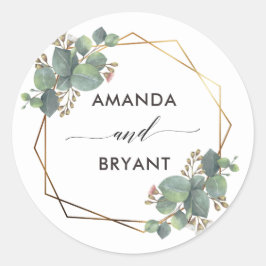 Sticker Rond Gold Geo Frame Eucalyptus